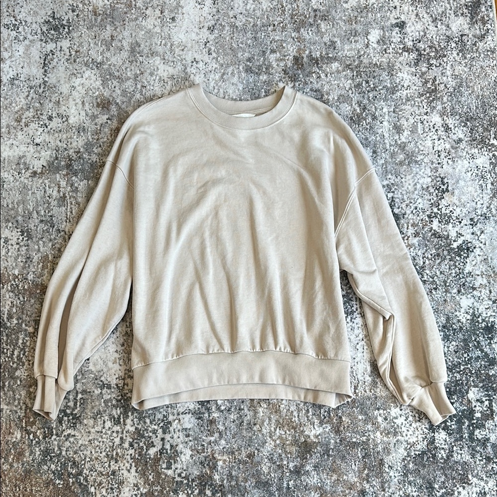 H&M Cream Crew Neck Sweater Relaxed Fit Minimalist Design